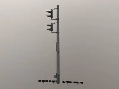 Railway traffic light and stop signs Low-poly 3D model