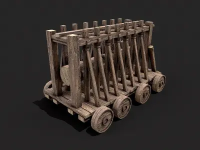 Medieval Siege Wooden Battering Ram 1 Low-poly 3D model
