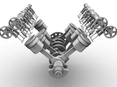 V8 engine 3D model by mjsmke from CGTrader
