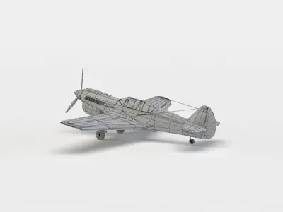 Gray plane Low-poly 3D model