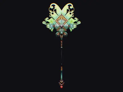 Magical Staff Magic Stick Fantasy Wand Axe Props Item Low-poly 3D model