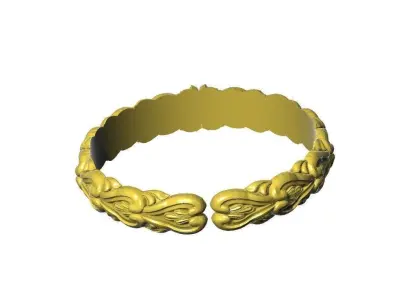 Antique Carved Silver Oxidised Bangle Design 3D print model