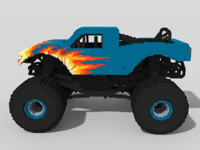Voxel Monster Truck Low-poly 3D model