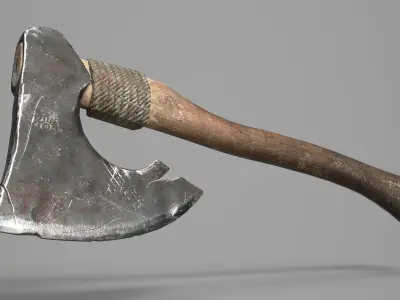 Game Ready Aged Wooden Axe Low-poly 3D model