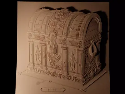 Treasure Chest CNC 3d Print High Relief Sand Casting 3D print model