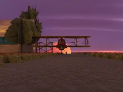 Low poly biplane model Low-poly 3D model
