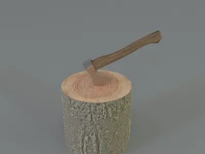 Decorative Ax Log Low-poly 3D model