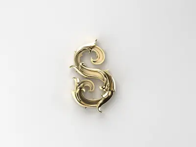S Letter script Initial 3D print model