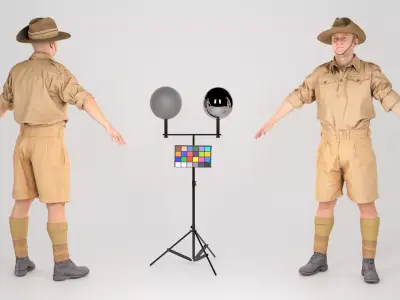 Character of WW 2 Australian soldier in A-pose 149 Low-poly 3D model