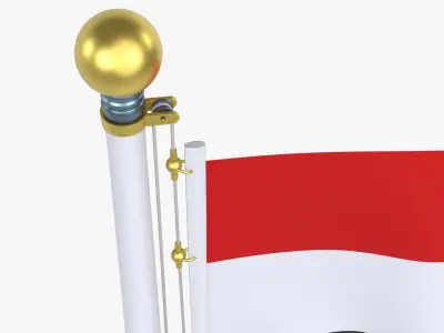 EgyptFlagStandPoleAnimated 3D model