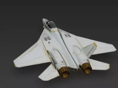 Luxury Stealth Fighter 3D Model Pristine Gold Warplane Low-poly 3D model