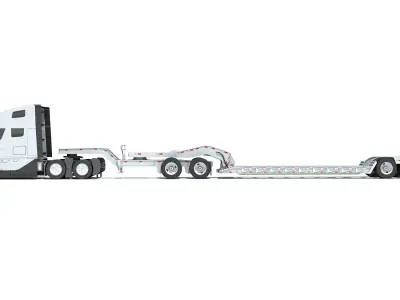 2024 Semi Truck with Lowboy Trailer 3D model