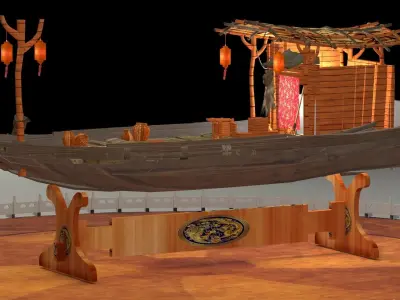 Chinese fishing boat 3D model buy