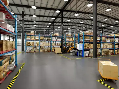 factory and warehouse equipment Low-poly 3D model