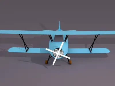 Low Poly Aircraft biplane Free low-poly 3D model