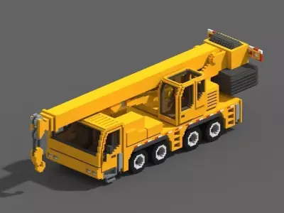 Voxel Crane Truck Low-poly 3D model