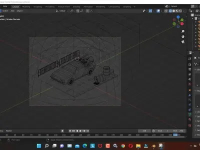Delorean 3d Model render in blender Low-poly 3D model