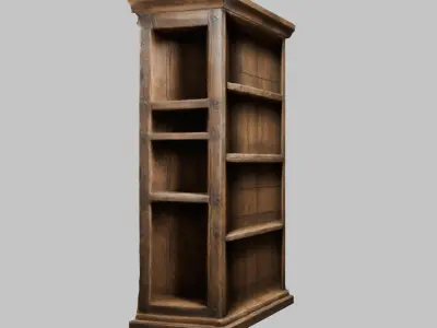 Medieval Furniture Wooden Rack Bookshelf Low-poly 3D model