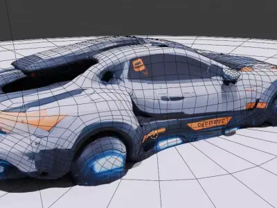 Detailed SciFi Sports Car 3D Model 3D model