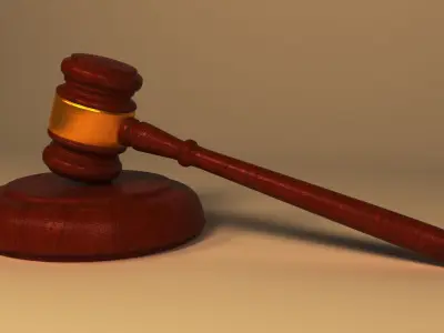 auction and law Gavel Low-poly 3D model
