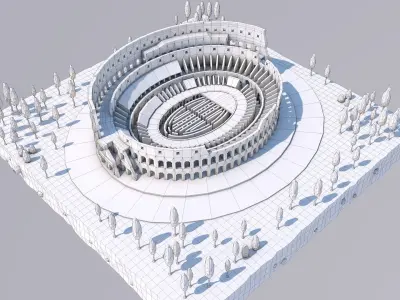 Low Poly Colosseum Rome Italy Landmark Low-poly 3D model