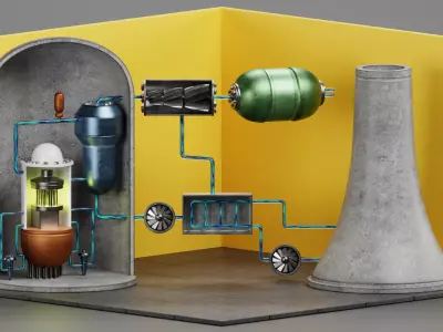 Nuclear Reactor V2 - Power Plant Animated Low-poly 3D model