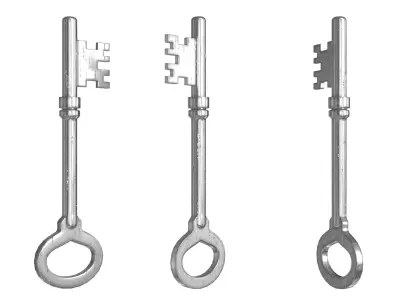 Silver Old Key 3D model