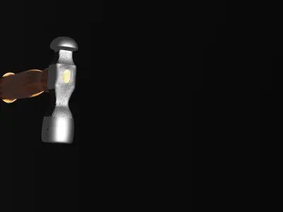 Hammer 3D model wooden with metal handle 3D model
