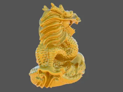 Sculpture-007 golden dragon statue 3D model