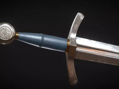 Medieval Knight Sword 02 Low-poly 3D model