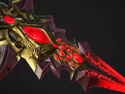 Ancient Blood-Rune Greatsword Gameready Low-poly 3D model