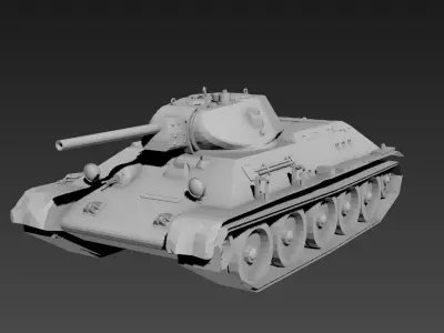 T-34 Low Poly tank 3D print model