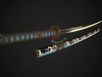 Set of japanese swords 01 3D Model Collection
