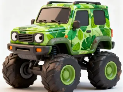 Stylized Jungle Mossy SUV Scout 3d Low-poly 3D model