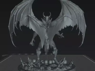  Abyssal Winged Demon 75mm Resin Miniature STL 3D print model
