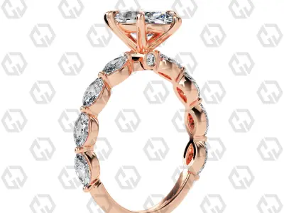 Ring 175 Marquise Shape marquise on shanks with Gems 3D print model