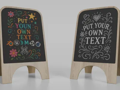Urban Storefront Signage Pack - Customizable Chalkboards 3D model