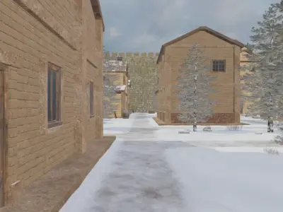 Walled Winter Village 3D model purchase