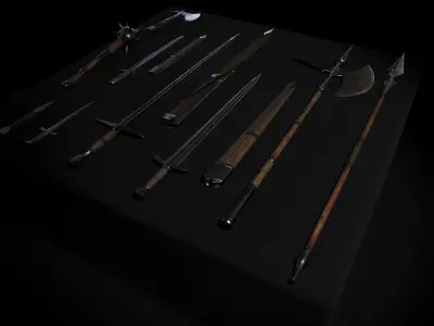 Fantasy Weapons Pack 1 - Human Low-poly 3D model