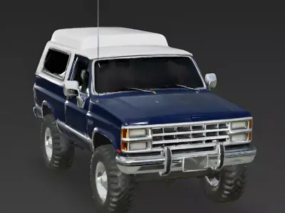 Navy and White Full-Size 4x4 SUV 3D Model Low-poly 3D model