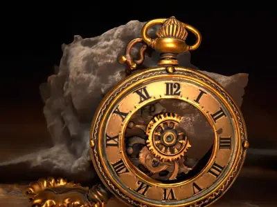 Antique Brass Pocket Watch model pack Low-poly 3D model