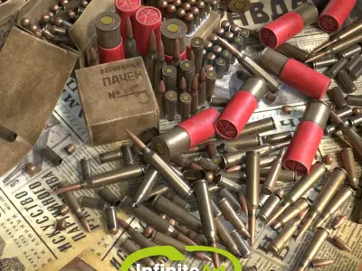 Ammunition Bullets and Shell casings Low-poly 3D model