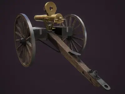 Gutling Gun Colt 1883 Low-poly 3D model