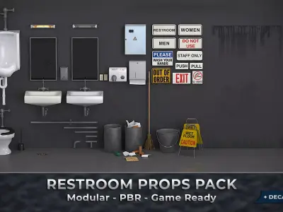 Modular Restroom Props Pack  Low-poly 3D model