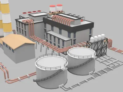 Powerplant power plant Low-poly 3D model