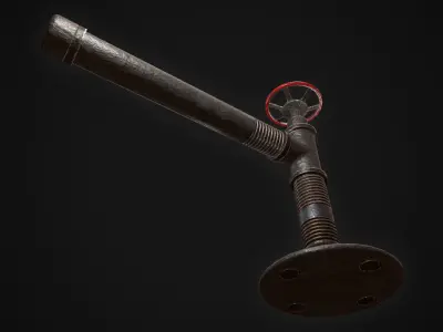 Pipe with valve Low-poly 3D model