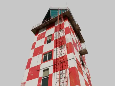 Airport Air Traffic Control Tower Low Poly PBR 3D model