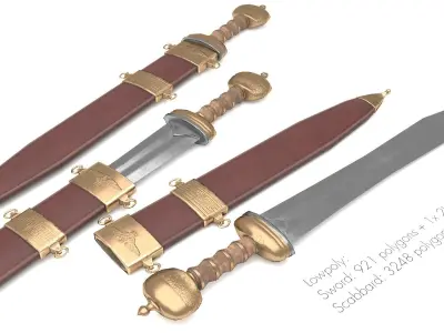 Roman sword Low-poly 3D model purchase