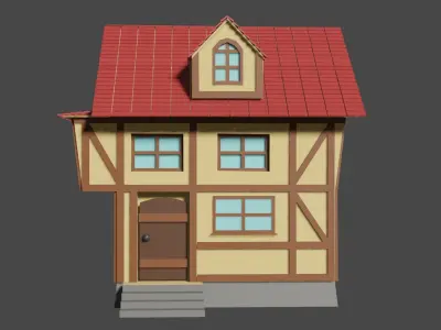 Medieval House Low Poly Low-poly 3D model
