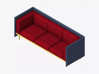 Furniture - Sofa - Contemporary - Flame - Medium Low-poly 3D model